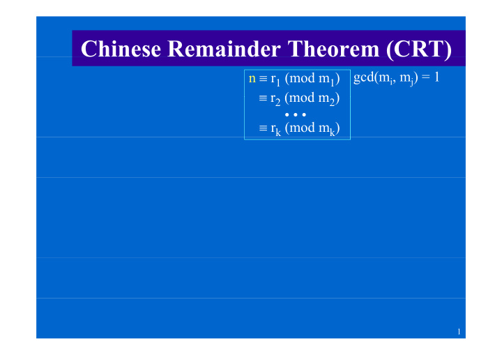 chinese remainder theorem crt chinese remainder theorem