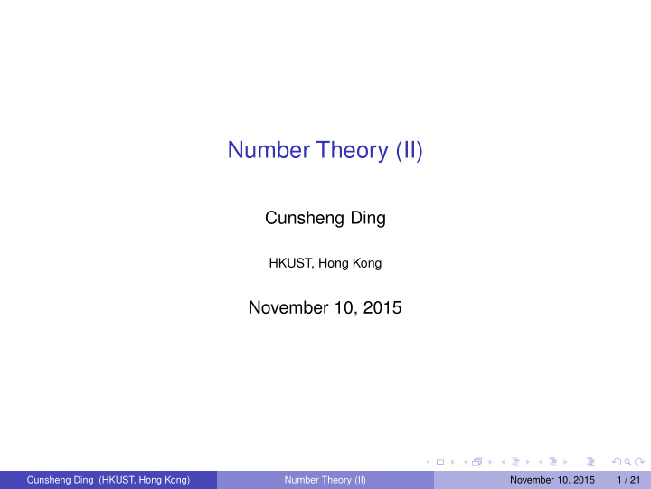 number theory ii