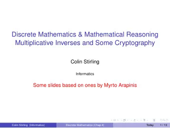 Discrete Mathematics &amp; Mathematical Reasoning  Multiplicative Inverses and Some Cryptography