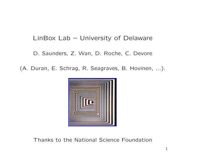 linbox lab university of delaware