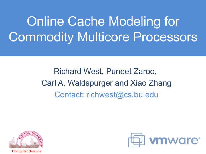 online cache modeling for commodity multicore processors