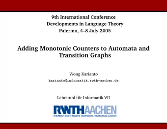 Adding Monotonic Counters to Automata and  Transition Graphs  Wong Karianto