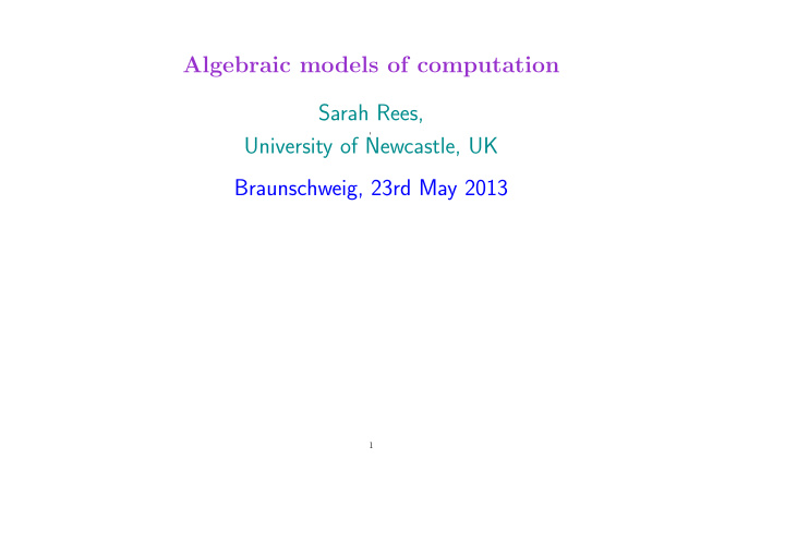 algebraic models of computation sarah rees
