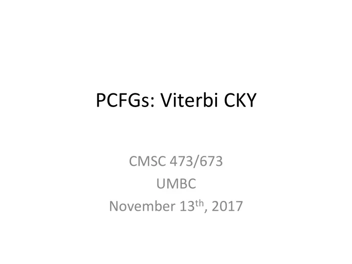 pcfgs viterbi cky