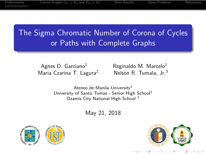 the sigma chromatic number of corona of cycles or paths