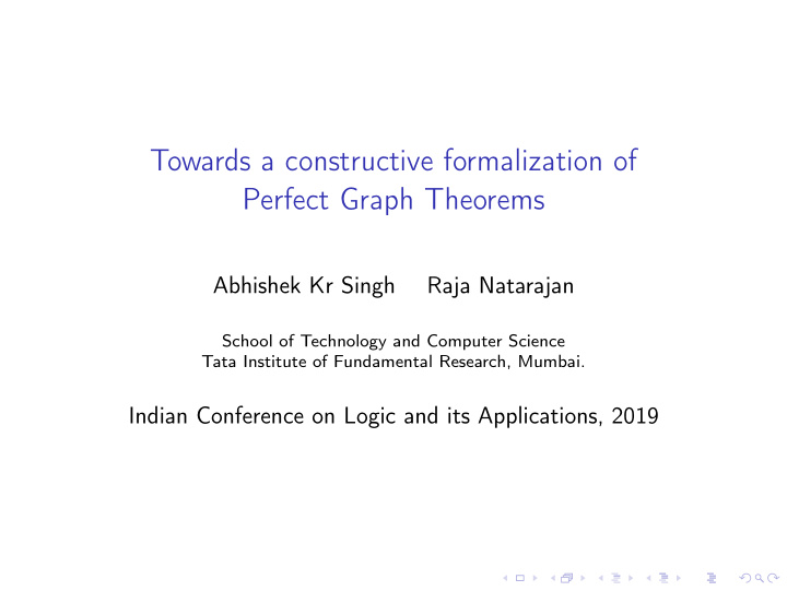 towards a constructive formalization of perfect graph