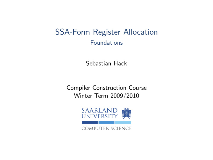 ssa form register allocation