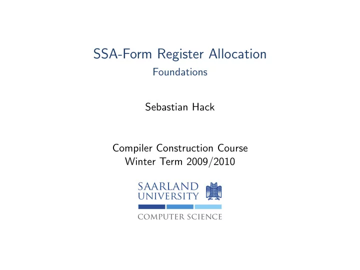 ssa form register allocation