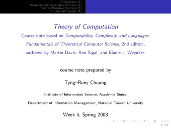 Theory of Computation Course note based on Computability, Complexity, and Languages: Fundamentals