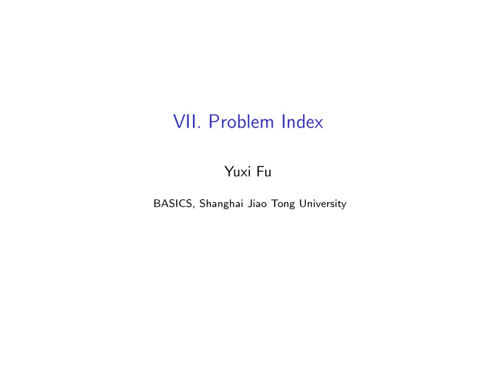vii problem index