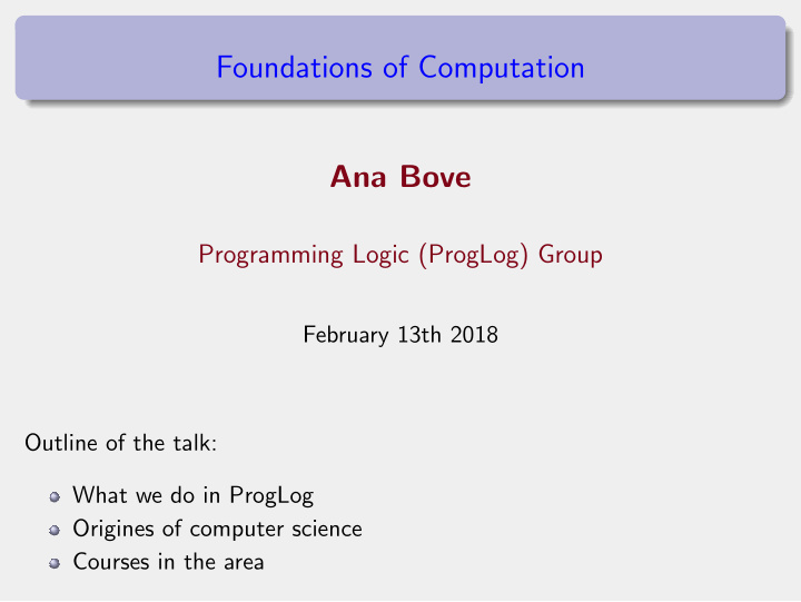 foundations of computation ana bove