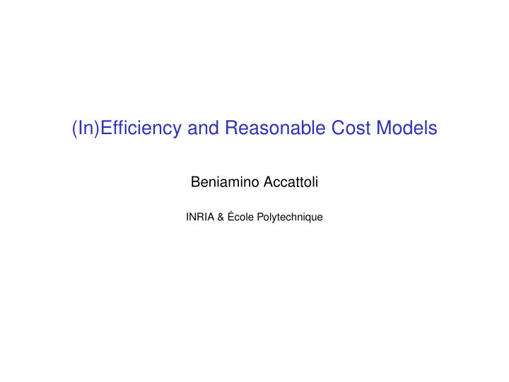 in efficiency and reasonable cost models