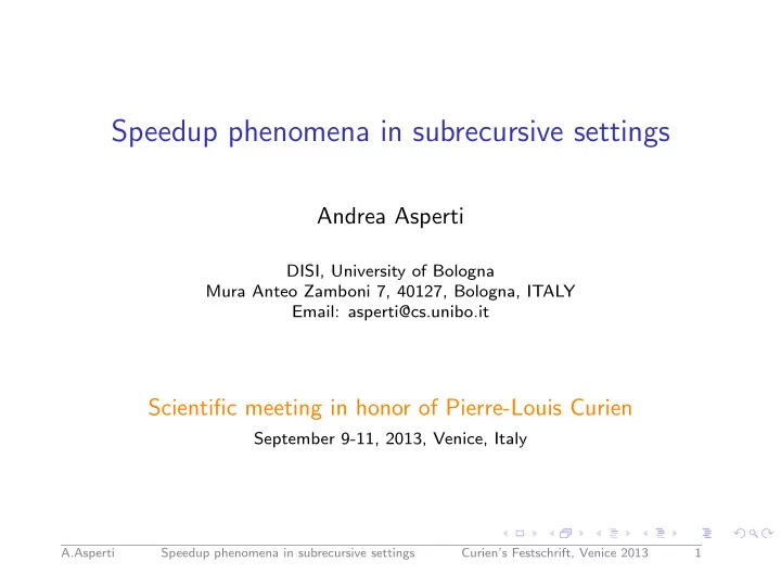 speedup phenomena in subrecursive settings