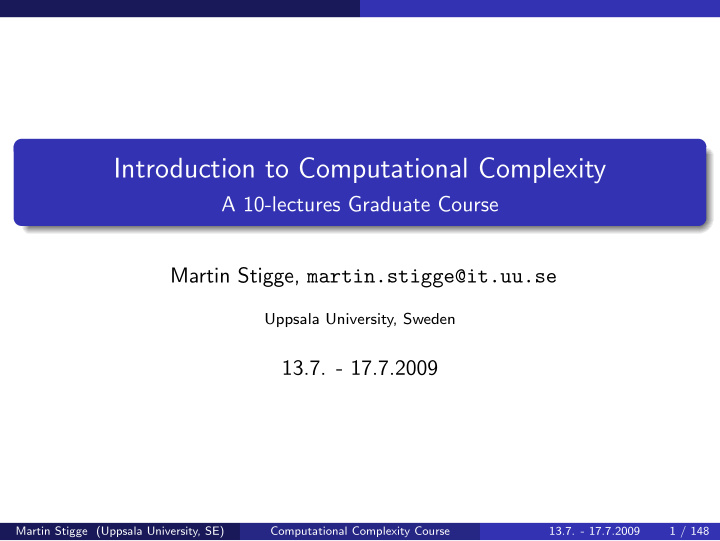 introduction to computational complexity