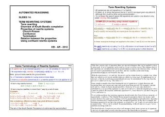 Term Rewriting Systems  All sentences are unit equations (  is implicit).  AUTOMATED
