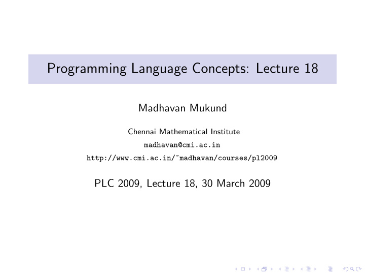 programming language concepts lecture 18