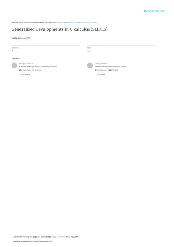 Generalized Developments in  -calculus (SLIDES) Article  February 2009  CITATIONS  READS  0