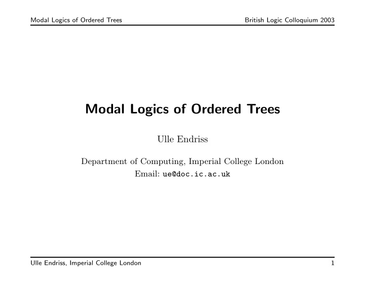 modal logics of ordered trees