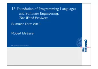 Central Problems of Equational Reasoning  22.06.2010  Theory 1 - Foundation of Programming