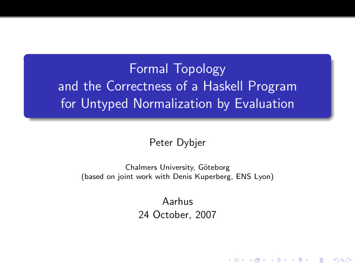 formal topology and the correctness of a haskell program