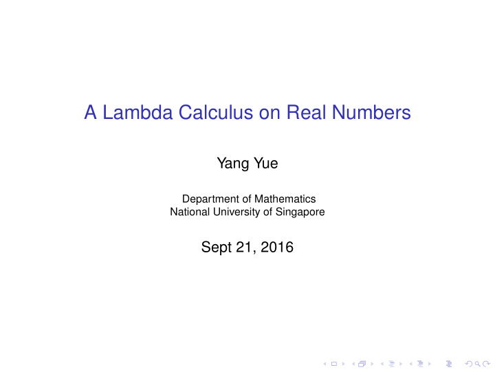 a lambda calculus on real numbers