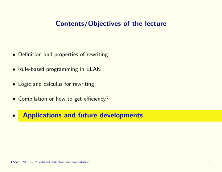 contents objectives of the lecture