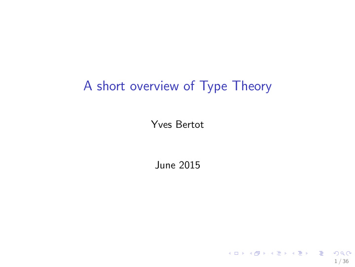 a short overview of type theory