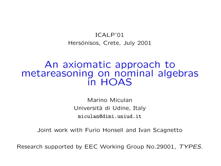an axiomatic approach to metareasoning on nominal