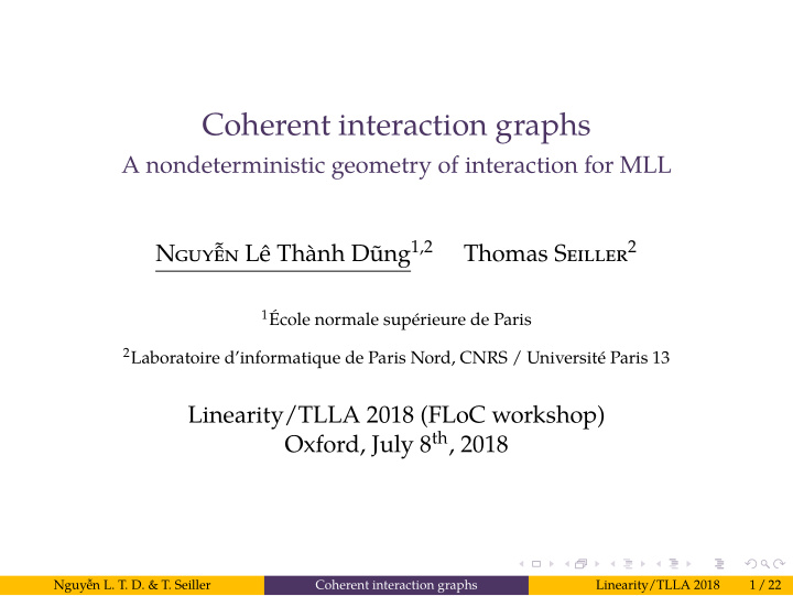 coherent interaction graphs