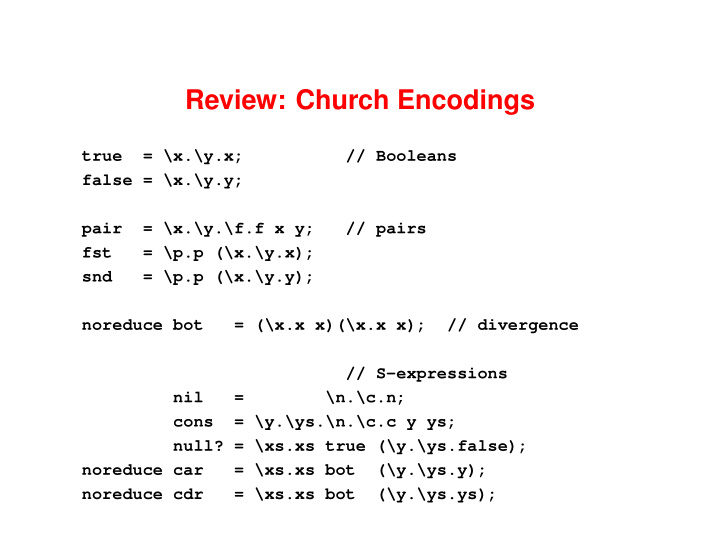 review church encodings