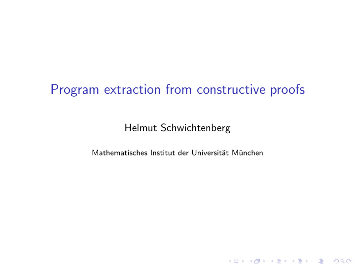 program extraction from constructive proofs