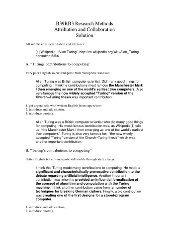 B39RB3 Research Methods  Attribution and Collaboration  Solution  All submissions lack citation and