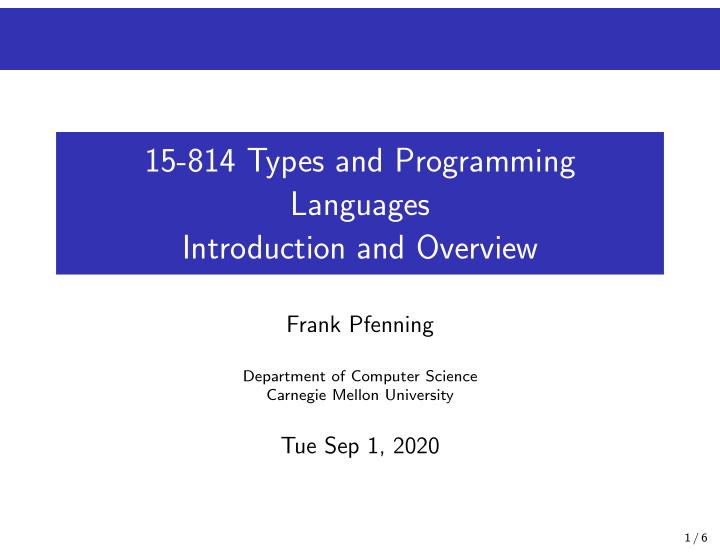 15 814 types and programming languages introduction and
