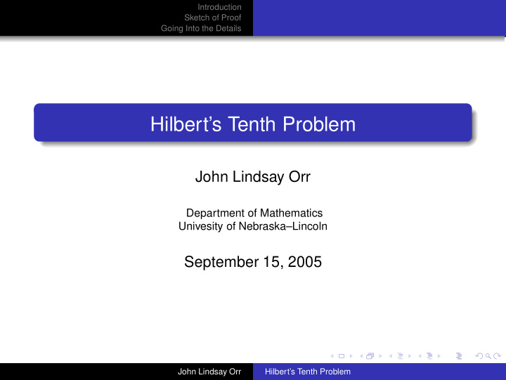 hilbert s tenth problem