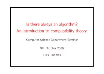 Is there always an algorithm?  An introduction to computability theory.  Computer Science