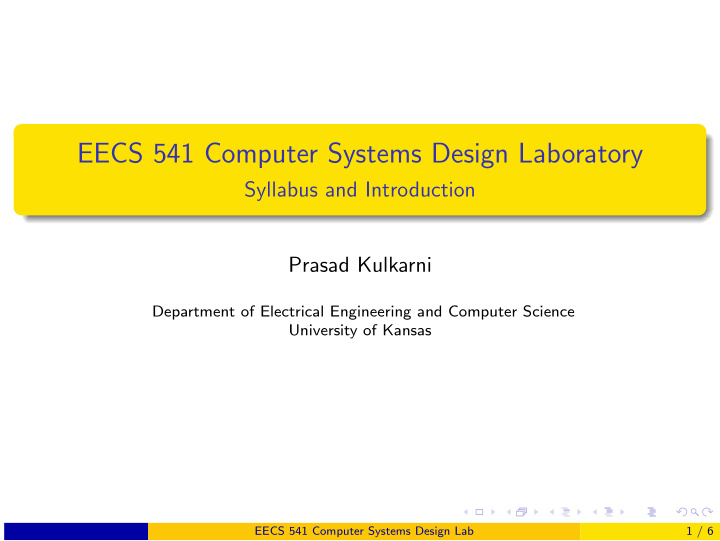 eecs 541 computer systems design laboratory