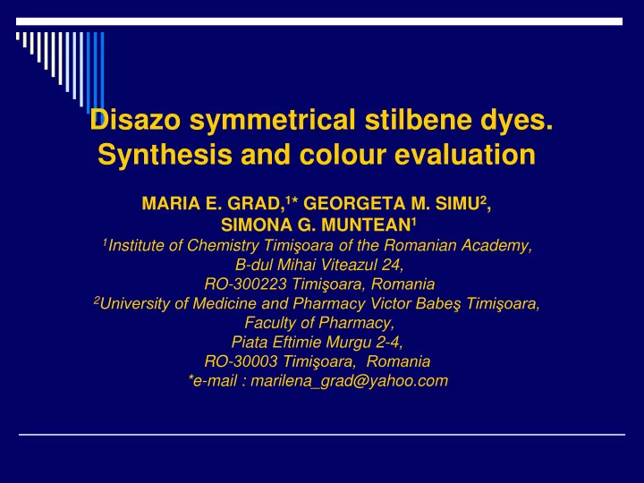 synthesis and colour evaluation