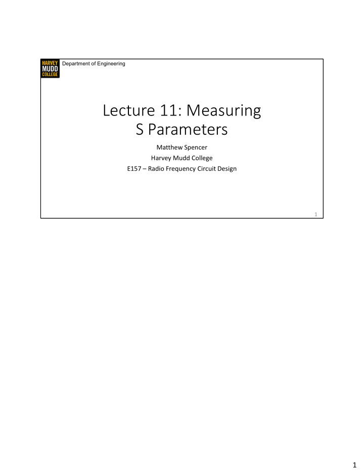 lecture 11 measuring s parameters