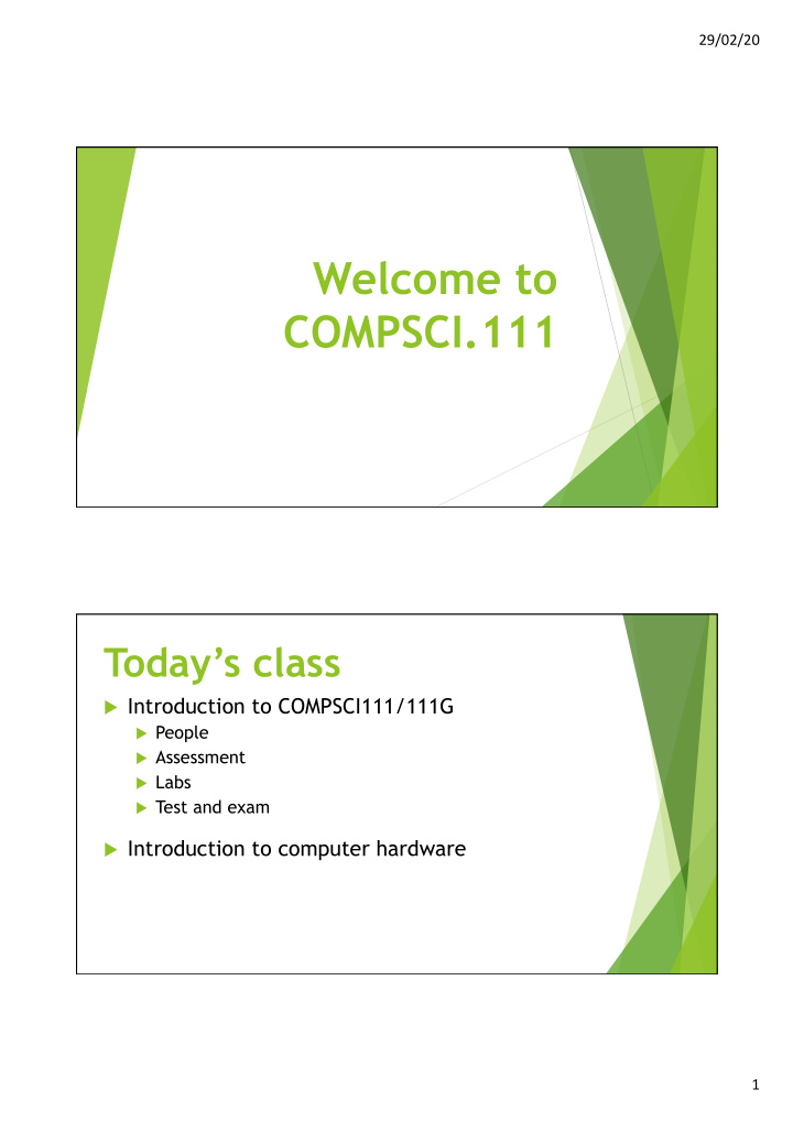 welcome to compsci 111