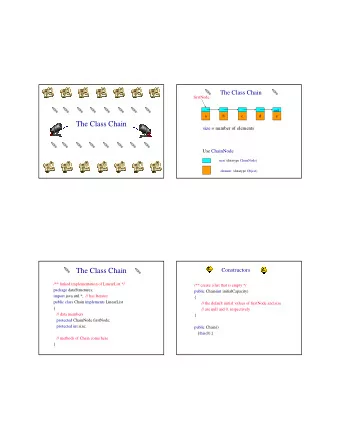 The Class Chain  size = number of elements  Use ChainNode  next (datatype ChainNode)  element