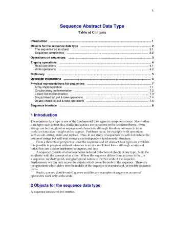 Sequence Abstract Data Type  Table of Contents  Introduction