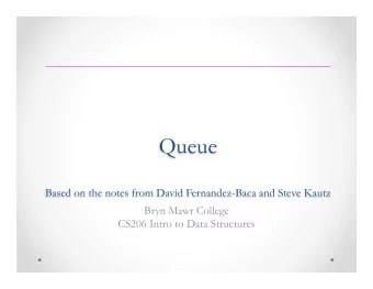 Queue Based on the notes from David Fernandez-Baca and Steve Kautz  Bryn Mawr College  CS206 Intro