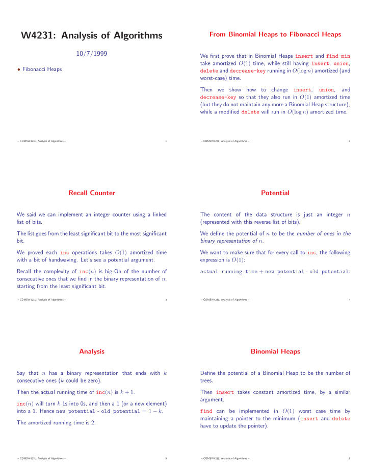 w4231 analysis of algorithms