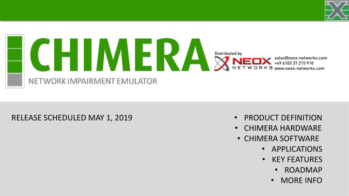 product definition release scheduled may 1 2019 chimera