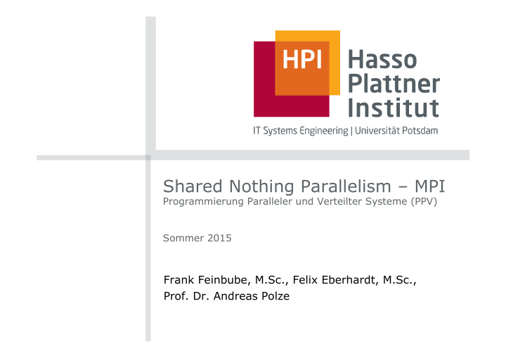 shared nothing parallelism mpi