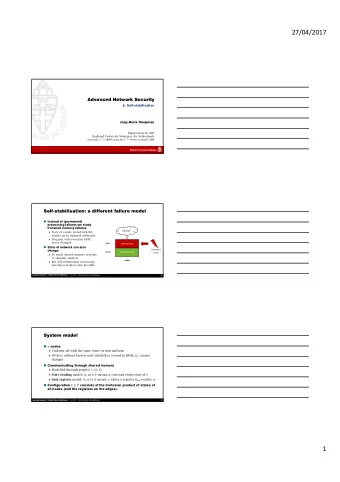 27/04/2017  Advanced Network Security  6. Self-stabilisation  Jaap-Henk Hoepman  Digital Security