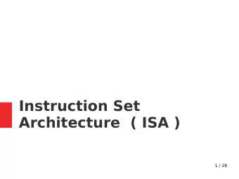Instruction Set  Architecture  ( ISA )  1 / 28  instructions  2 / 28  Instruction Set Architecture