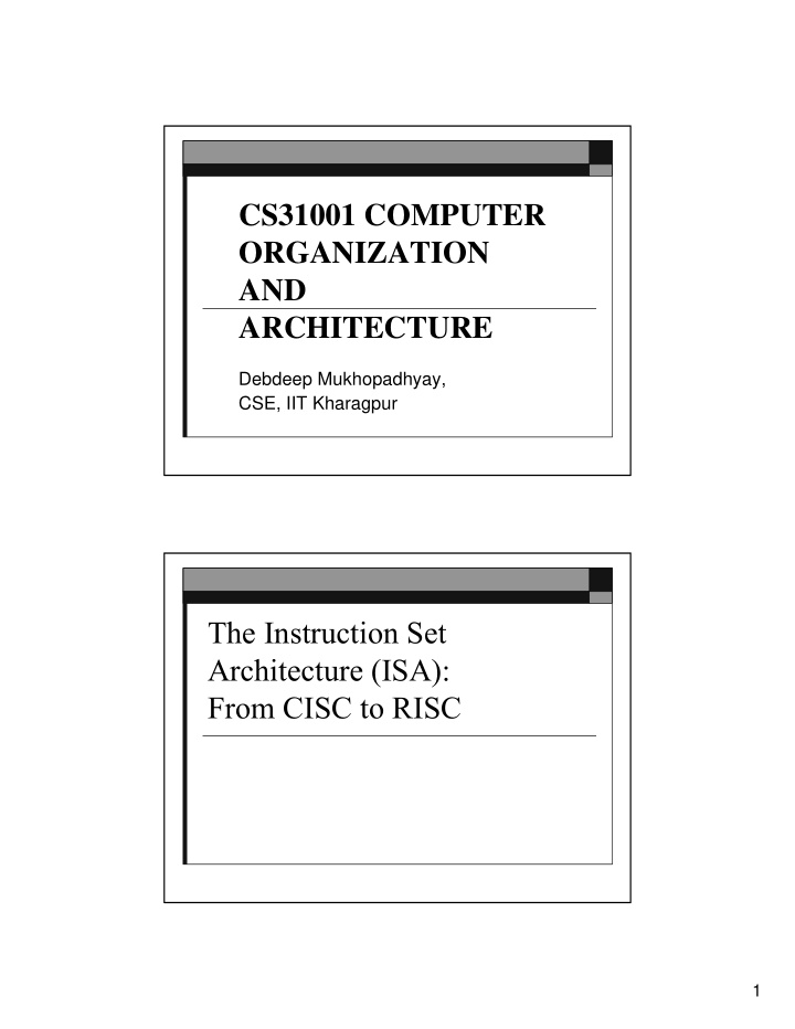 cs31001 computer organization and architecture
