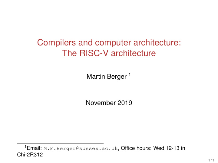 compilers and computer architecture the risc v