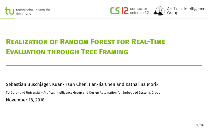 realization of random forest for real time evaluation